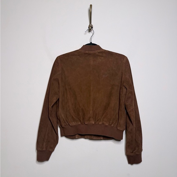 All saints Orten Suede Bomber Jacket in Cognac Brown - Picture 9 of 10